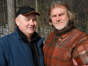 Jako odborný poradce s hercem Milanem Bahúlem (kníže Rostislav) při natáčení filmu Cyril a Metoděj - apoštolové Slovanů v Modré v zimě 2013